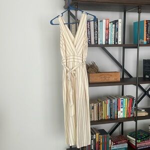 Cream and black striped midi dress size M. Made by Le Lis from Urban Outfitters